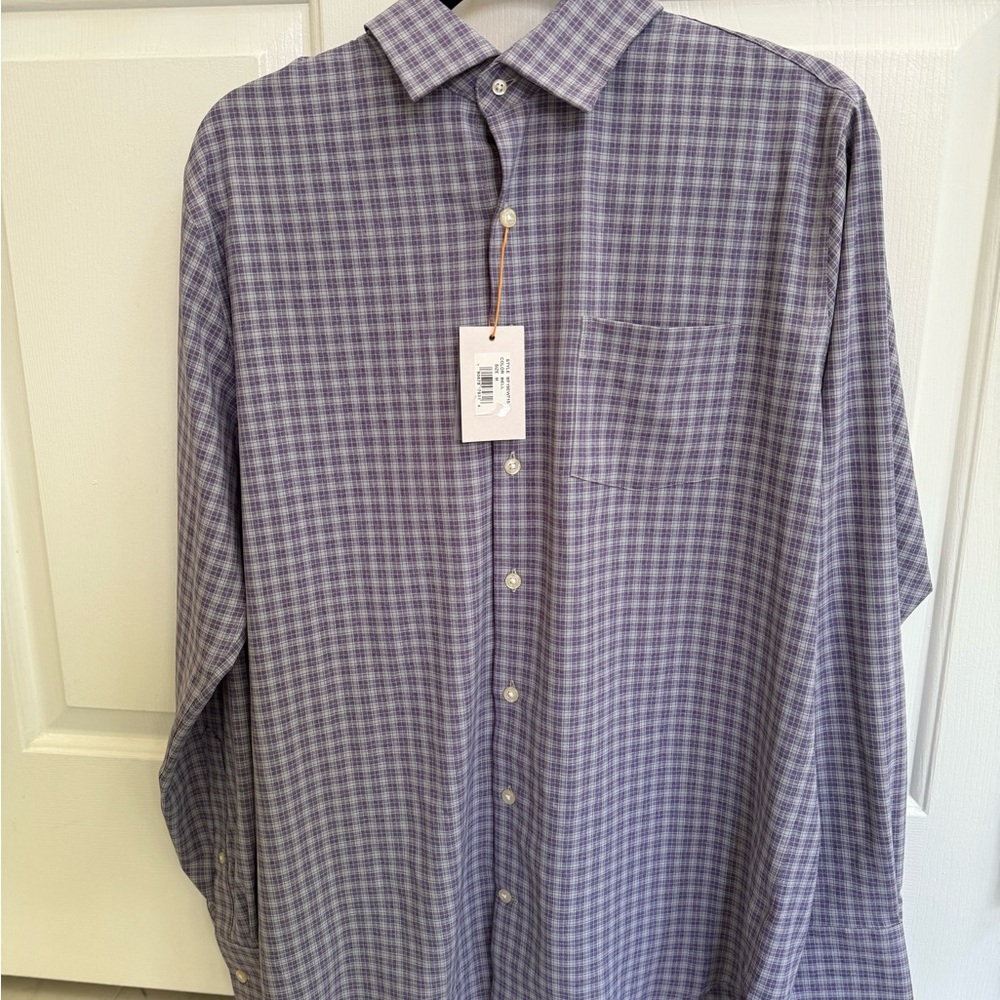 Peter Millar Men's Purple Checkered Shirt NWT